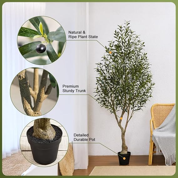 VeriNatural Artificial Olive Tree 210cm, UV Resistant Faux Plant