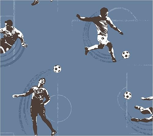 Miniatura 1 de RoomMates York Wallcoverings KD1811SMP Just Kids Soccer - Muestra de papel tapiz de 8 x 10 pulgadas, color azul
