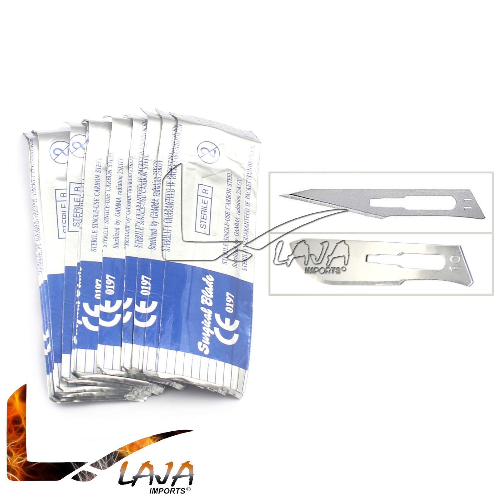 1 Stainless Steel Scalpel Knife Handle #3 with 20 STERILE SURGI Scalpel Blade #10 & #11 (LAJA IMPORTS Brand)