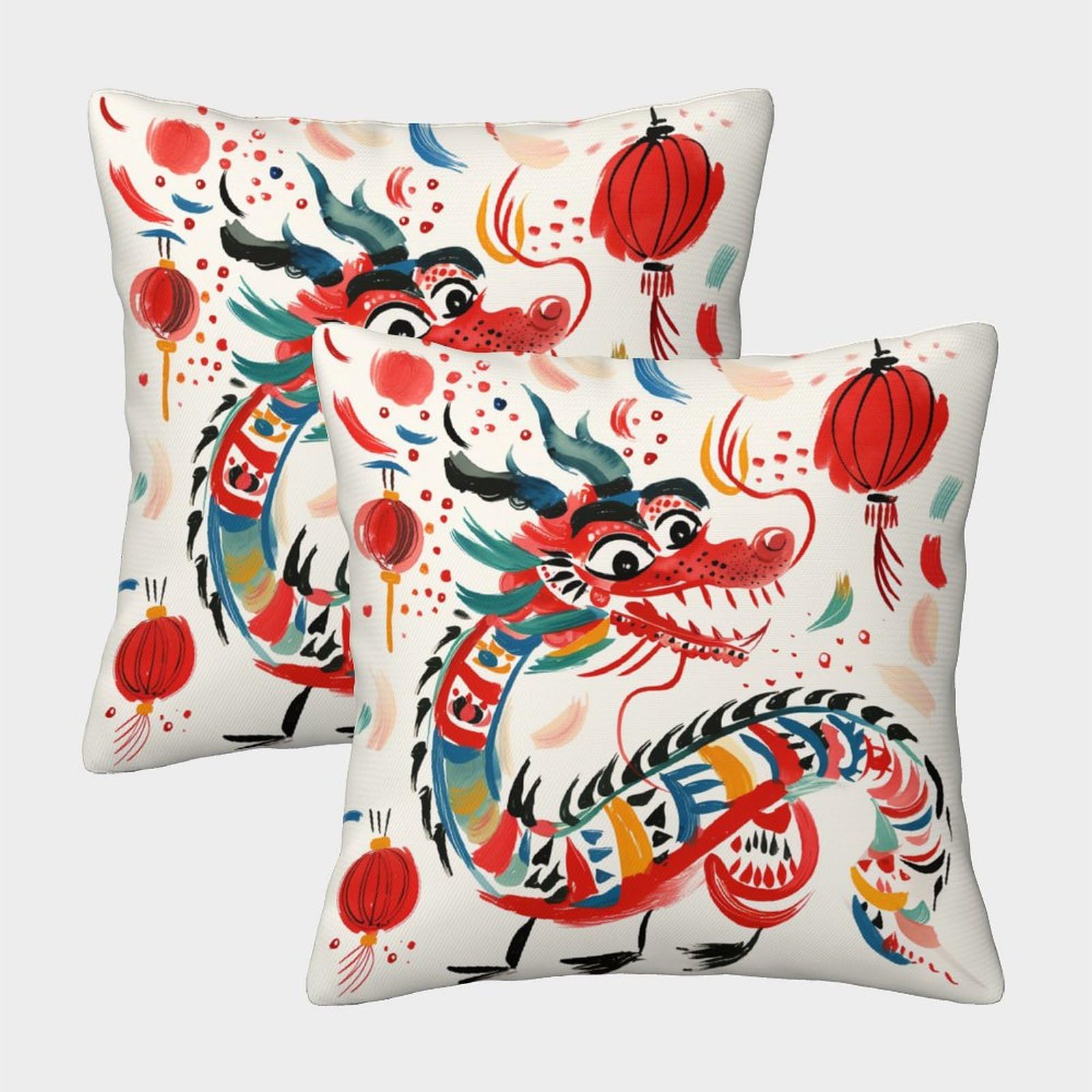 NRAOPEVVD Dragon Cushion Cover 2 Pack Decorative Machine Washable Pillowcases Square Pillow Cases with Invisible Zipper Cushion Covers for Sofa Car Bed Outdoor Decor Throw Pillow Case 40x40cm