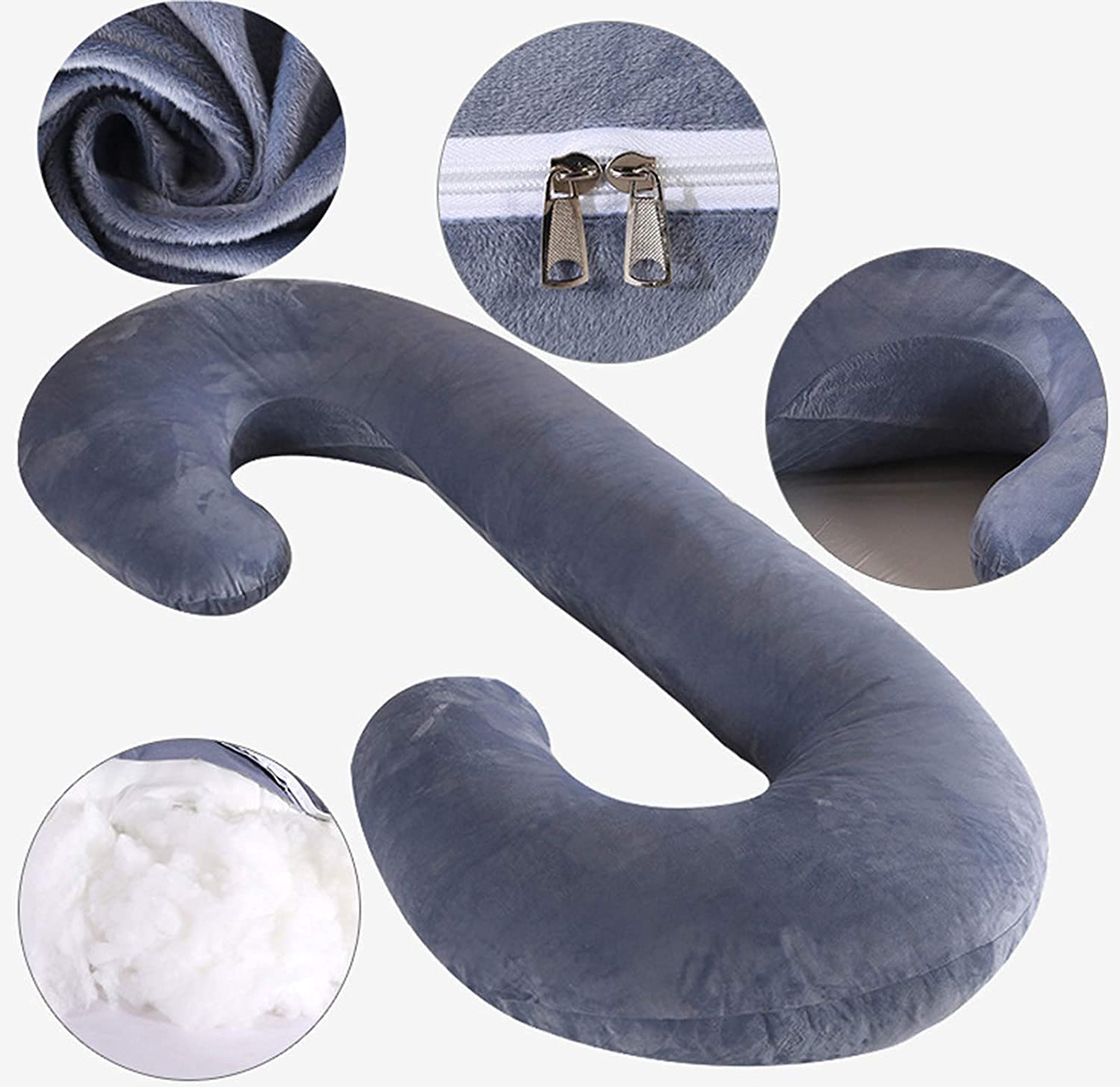 Almohada de Doble cuña para Maternidad, Almohada para Dormir Lateral para Vientre, Cintura, Respaldo, Funda de Almohada Desmontable y extraíble(Color:6;Size:135x70cm)