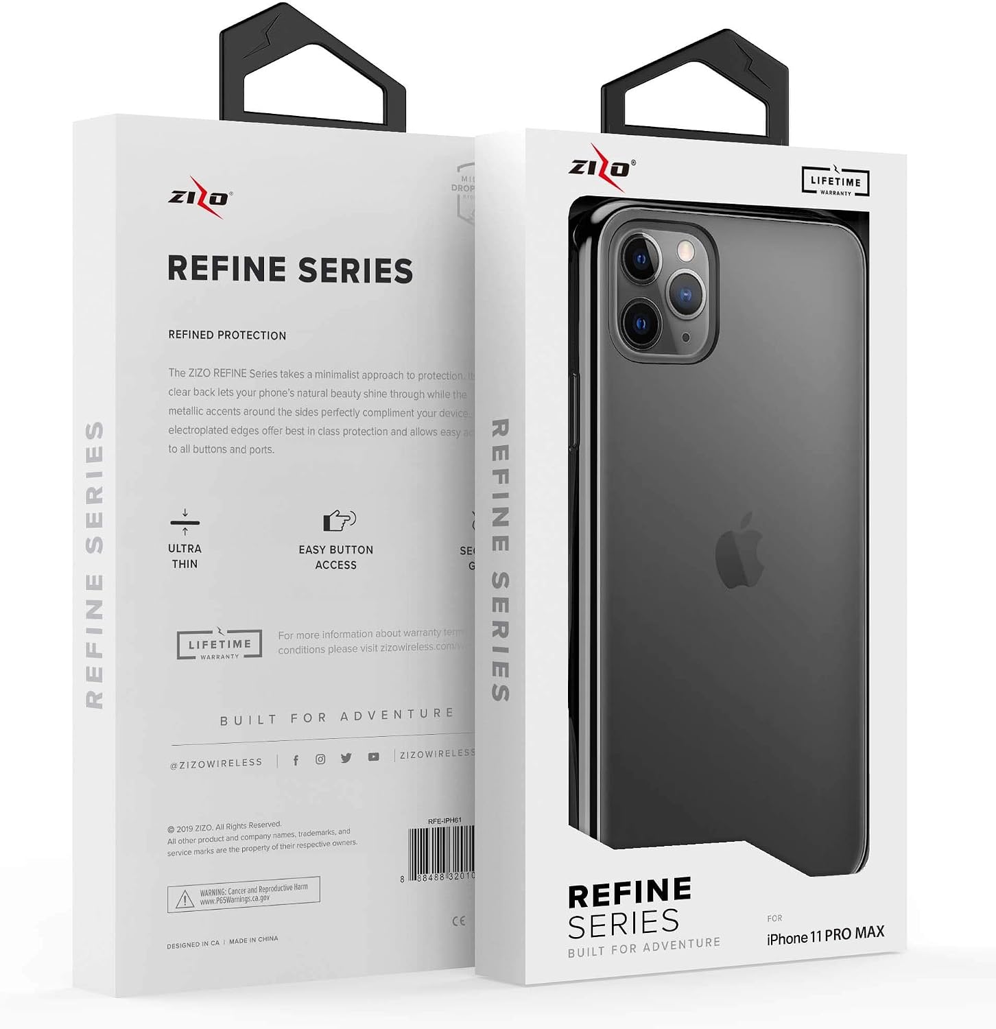 ZIZO Refine Series for iPhone 11 Pro Max Case - Ultra Slim Thin Case Crystal Clear Transparent - Clear