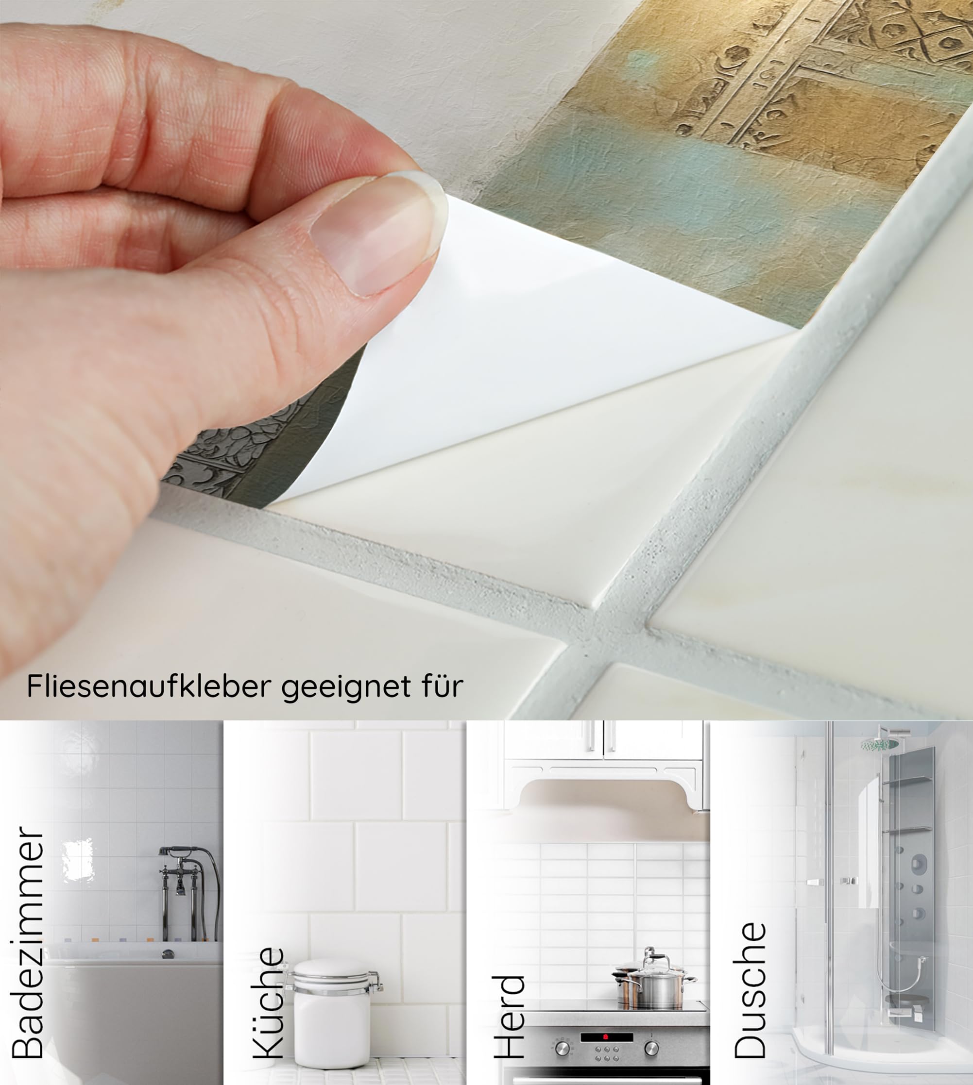 GRAZDesign Fliesenaufkleber Bad & Küche Textur Gold Türkis Klebefliesen selbstklebend - 20x25cm / 30 Stück