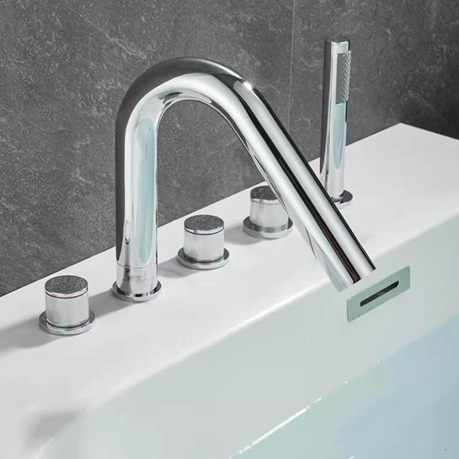 ZQFHSX Bath Taps Mixer Shower Tap 5 Holes for Hot and Cold Water Brass Construction