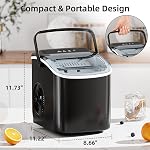 Antarctic Star Machine à glaçons portable avec poignée de transport, 26Lbs Par jour, 9 Cubes prêts en 6 Mins, auto-nettoyage des machines à glaçons avec scoop de glace et panier pour cuisine / bureau / partie (noir)