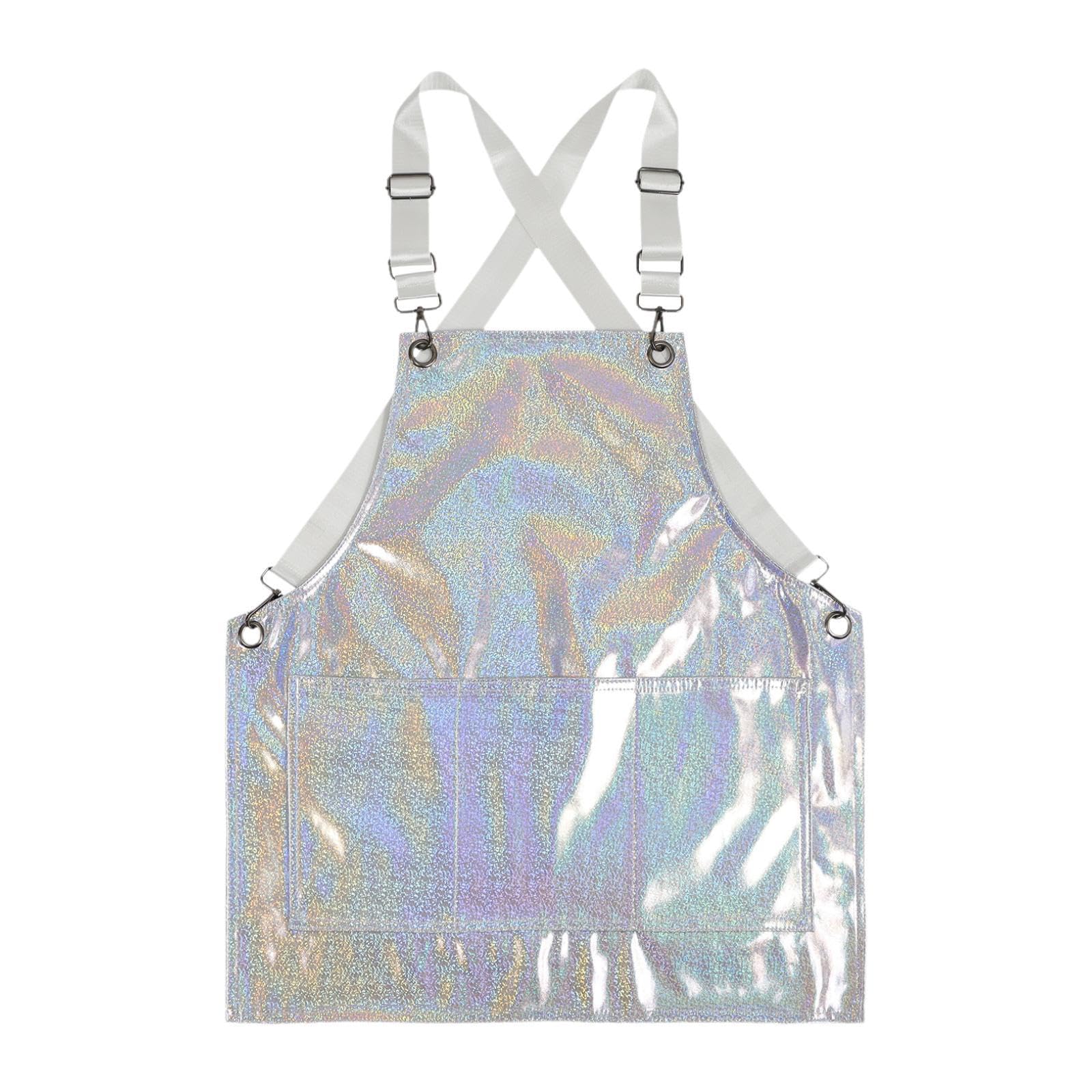 Gralara Delantal de Chef Delantal de Trabajo con Bolsillos Delantal con Peto Delantal de Cocina de Material PU con Correas Anchas Y Ajuste Cómodo Adecuado Par