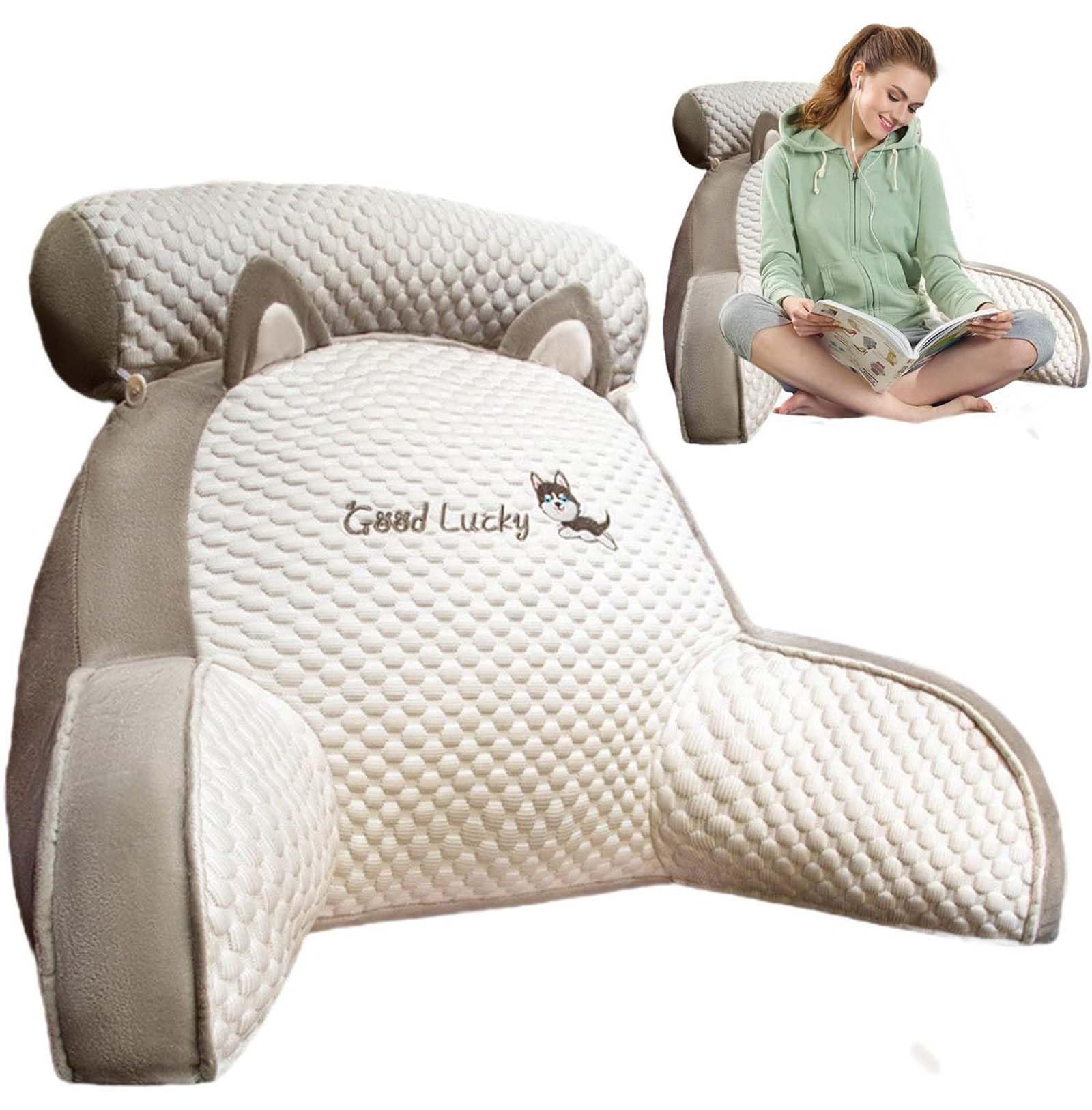 FJAUOQ Oreiller de Lecture avec Accoudoirs Coussin de Lecture Coussin Support Lombaire Oreiller de Lecture de lit Confort Et Ergonomie Coussin Cale Dos Canapé pour Lit Fauteuil Canape,004,65x45cm