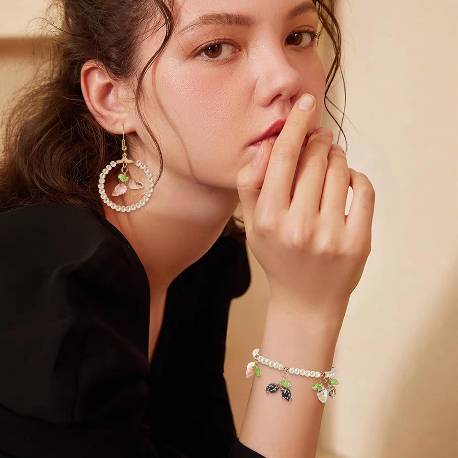 Pandahall 48Pcs Green Acrylic Leaf Beads Charms with Natural Shell Pendants 8 Styles Sea Shells Dangle for Jewelry Making DIY Crafts Earring Bracelet Necklace - Image 3