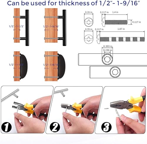 Miniatura 2 de Ravinte 25 manijas + 15 tiradores de taza para gabinetes de cocina, tiradores de gabinete negro mate, tiradores de cajón negros, manijas de gabinete