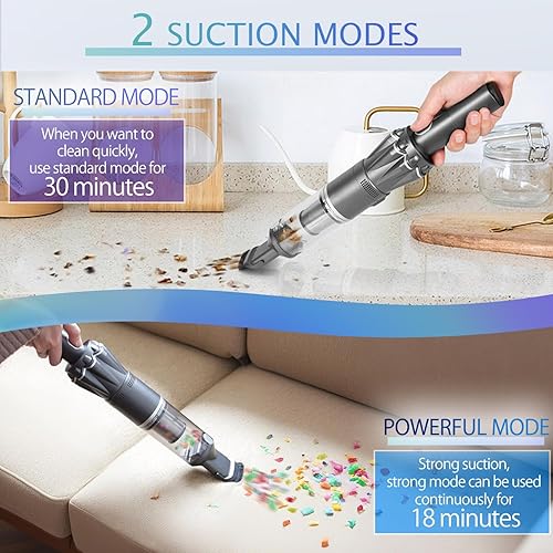 Miniatura 3 de Aspiradora de mano inalámbrica de 25000 PA, súper ligera de 1 libra con potente succión, base de carga, cargador de automóvil, taza de polvo
