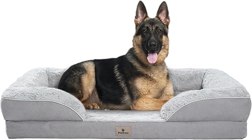 Miniatura 14 de Cama ortopédica XL para perros de tamaño grande - Cama lavable para perros grandes y gatos, impermeable, sofá para mascotas con funda extraíble y