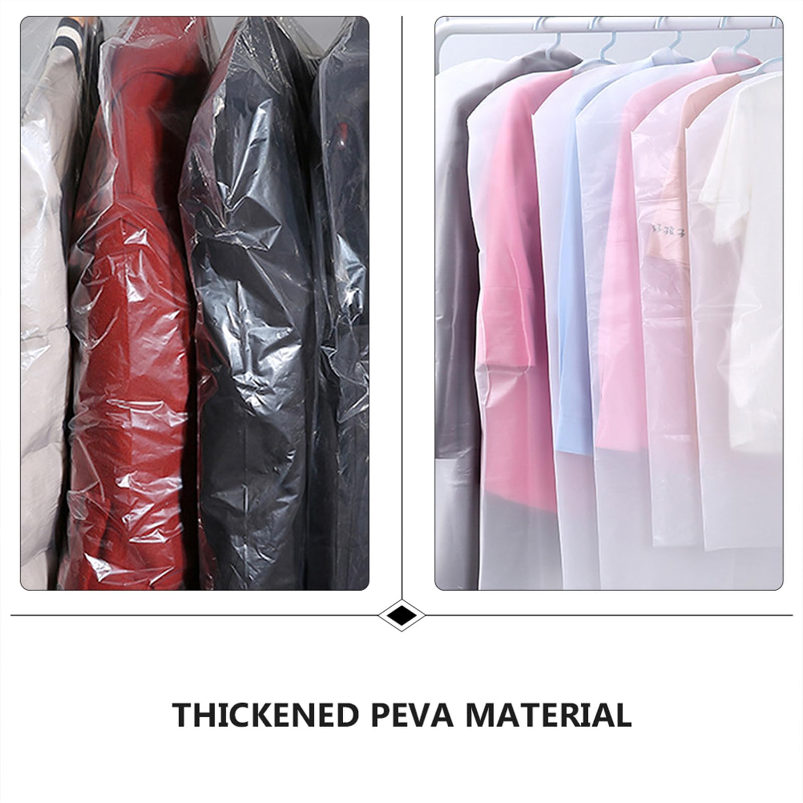 Ciieeo Funda para Colgar Ropa 60X150 CM 2.2 Mil Transparente Malla Ventilada Pack 50 Unidades Antipolvo para Prendas de Abrigo y Trajes