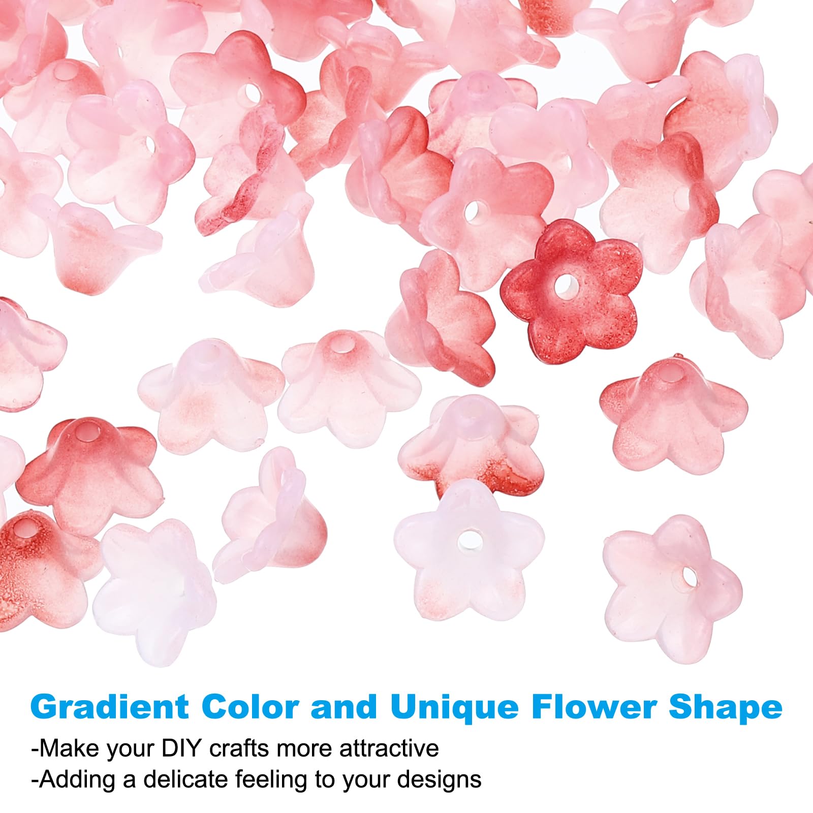 PATIKIL 0.3x0.5 Frosted Flower Beads, 300Pcs Acrylic Trumpet Flower Beads for Bracelets Earrings, Necklaces - Image 4