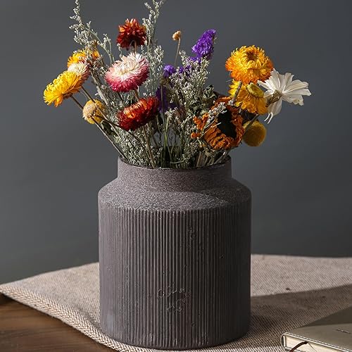 Jarrón rústico vintage de terracota adecuado para decoración del hogar, sala de estar, estante, mesa de comedor, de 7 pulgadas,