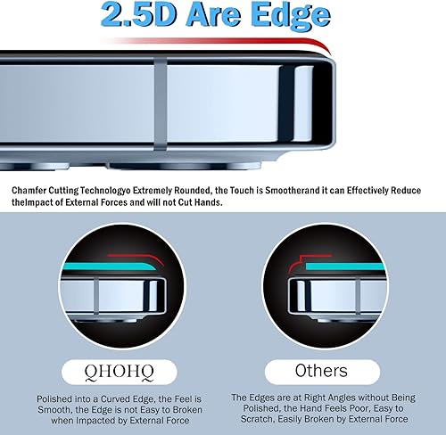 Miniatura 3 de QHOHQ Paquete de 3 protectores de pantalla para iPhone 15 6.1 pulgadas con 3 protectores de lente de cámara, película de vidrio templado,