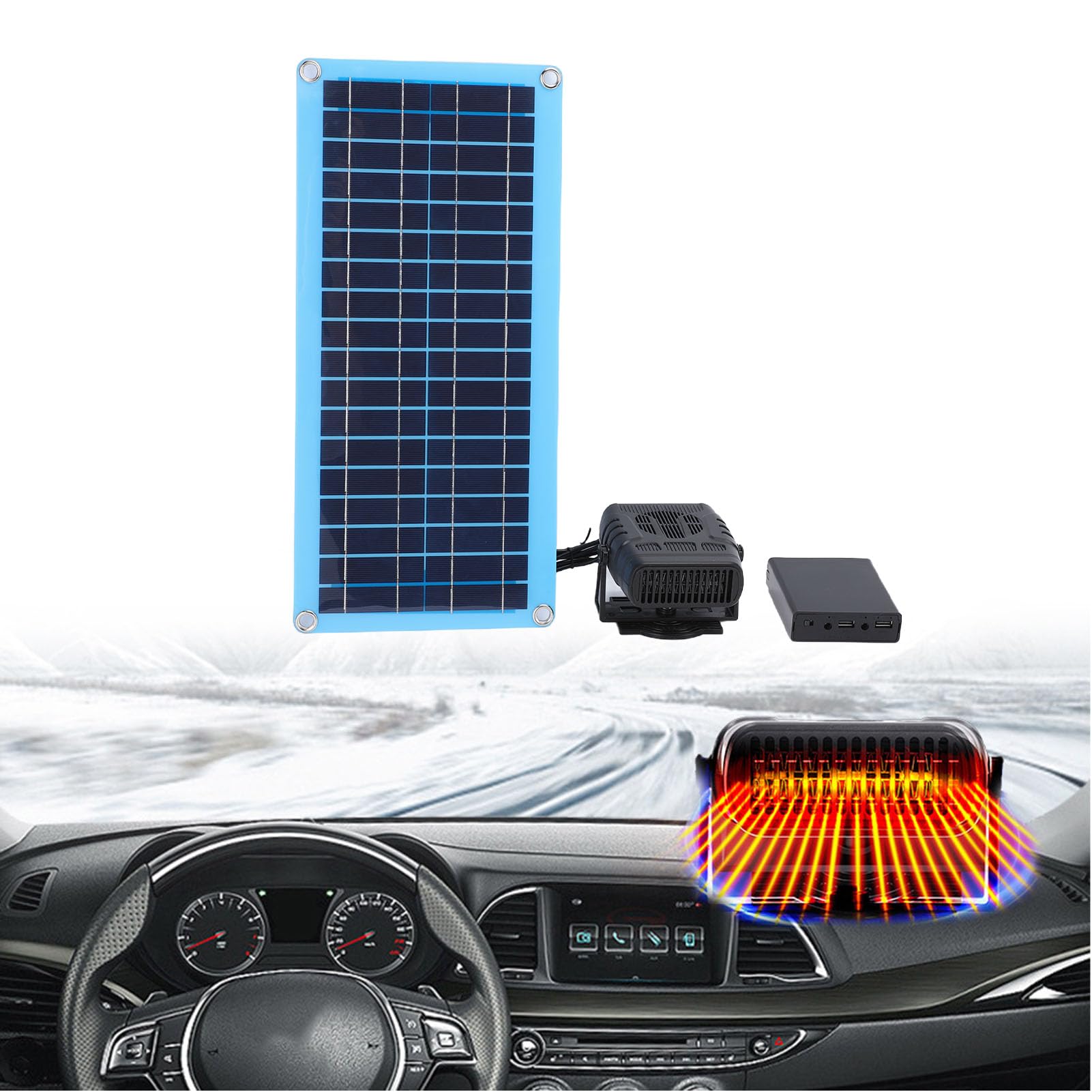 CCYLEZ Chauffage à Panneau Solaire 30 W, Plusieurs Niveaux de Chauffage, Chauffage Solaire à Température Réglable, Distribution Rapide de la Chaleur pour Intérieurs de Véhicules et