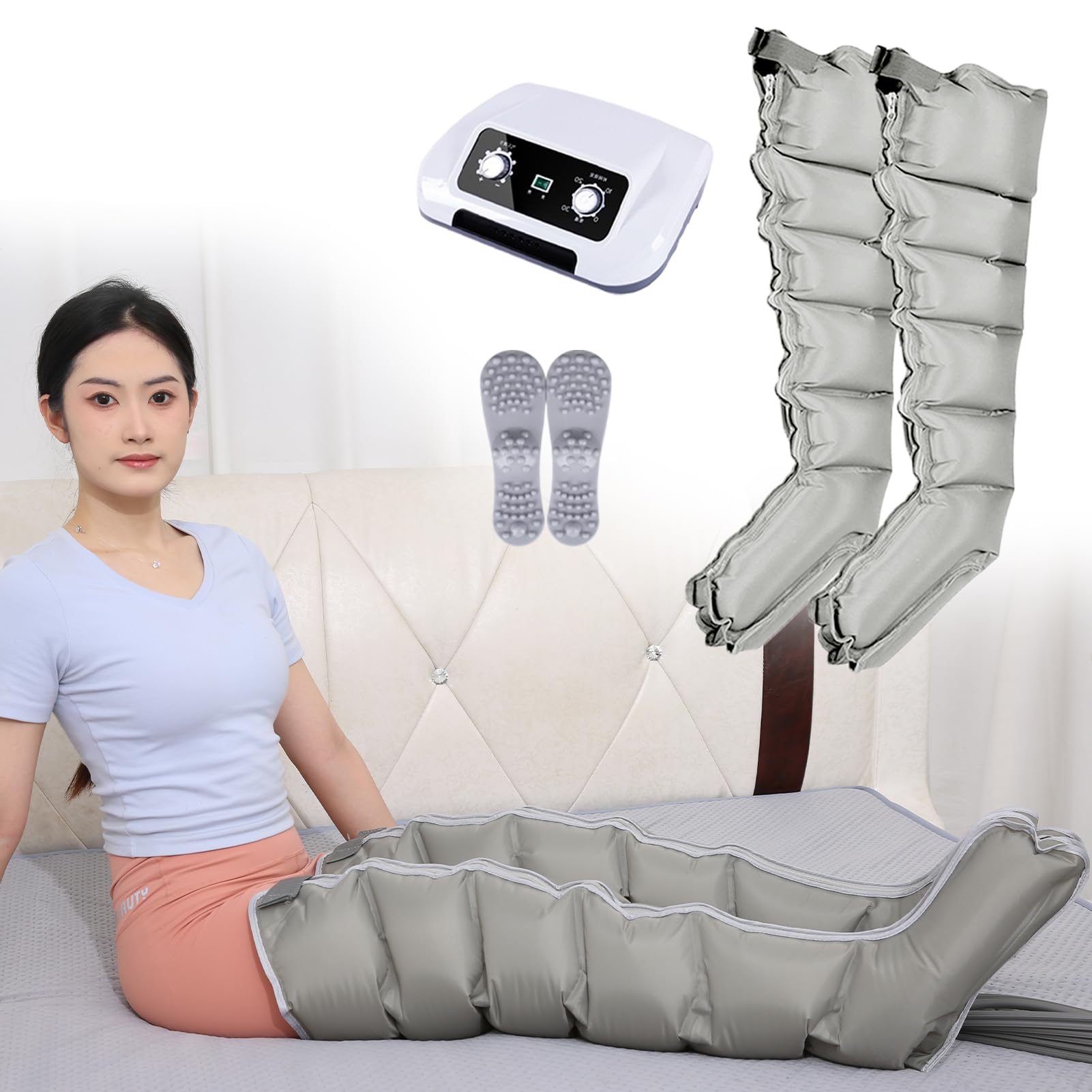 Masajeador para el tratamiento del lipedema en las piernas, botas de compresión, botas de recuperación, Body Balancer, masajeador de drenaje linfático de 6 cavidades para relajar los músculos (6