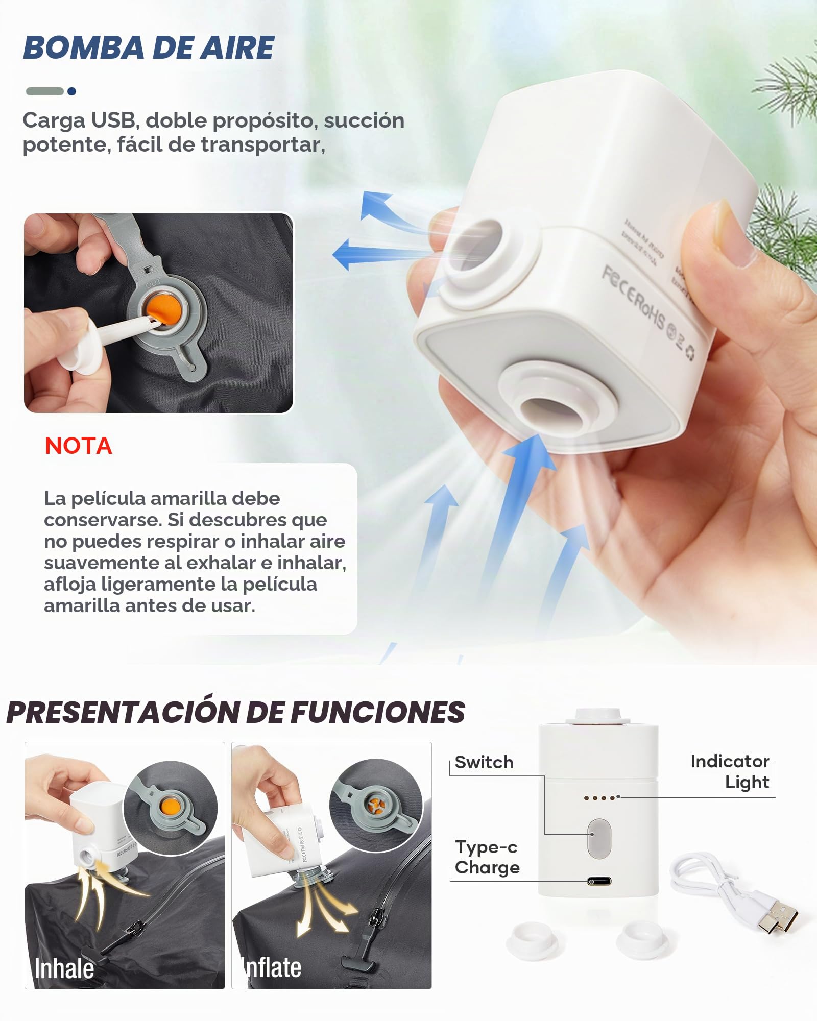 SZLX Mochila al Vacio con Bomba Mochilas Viaje Cabina Avion 40x30x20 Ryanair Vueling Wizzair Equipaje de Mano 40x20x25 Bolsas de Viaje Mujer Maletas 45x36x20 Easyjet Mochila Portátil con USB Hombre