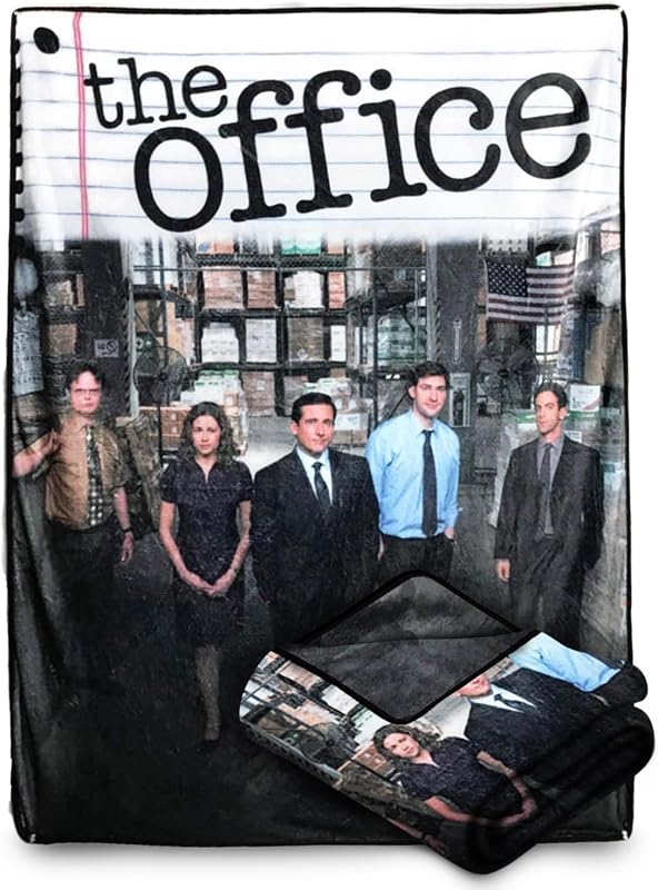 The Office TV Show Fleece Throw Blanket 60 × 45 in – Soft Silk‑Touch Polyester, Dwight & Dunder Mifflin Iconography, Lightweight Cozy Couch or Travel Blanket, Machine Washable, Official Licensed Gift