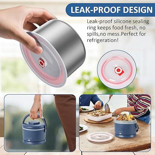 Miniatura 6 de Lonchera eléctrica para adultos, 40 onzas, calentador de alimentos portátil de 12 V24 V110 V220 V, lonchera térmica para el trabajo, oficina,