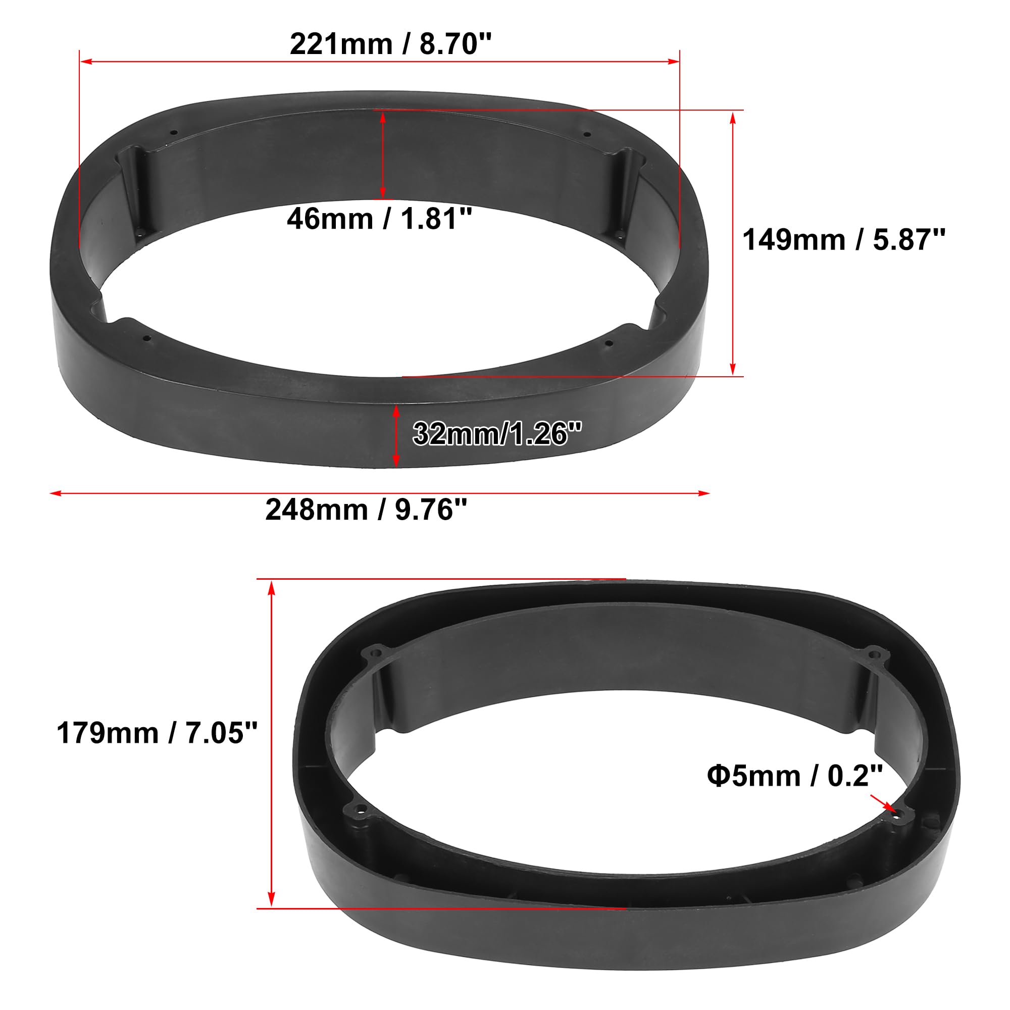 X AUTOHAUX 2 pezzi adattatore distanziatore per altoparlante auto per 6 "x9" in plastica 46 mm di spessore
