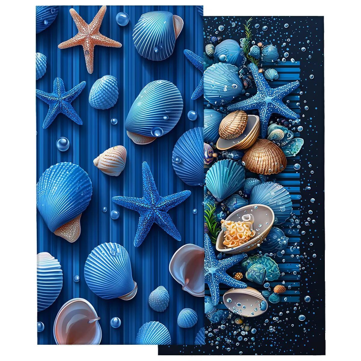 Telo Mare Microfibra, Telo Mare Grande 90x200cm 2 Pezzi, Asciugamano Palestra Donna Asciugatura Rapida, Antisabbia Asciugamano Microfibra, Leggero Asciugamani Palestra per Regalo (Conchiglia) -4344