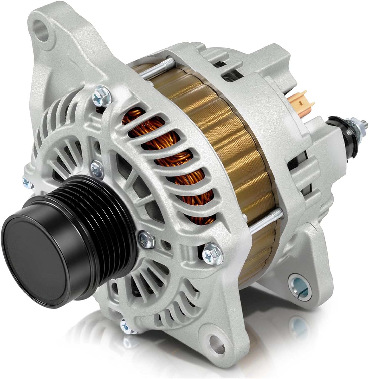 New 11231N Alternator-115A Fits for Chrysler 200/Cirrus/Sebring Dodge Avenger/Caliber Jeep Compass/Patriot, L4 2.0L/2.4L, 2007-2017 - 12V Clockwise, 6-Groove Clutch Pulley