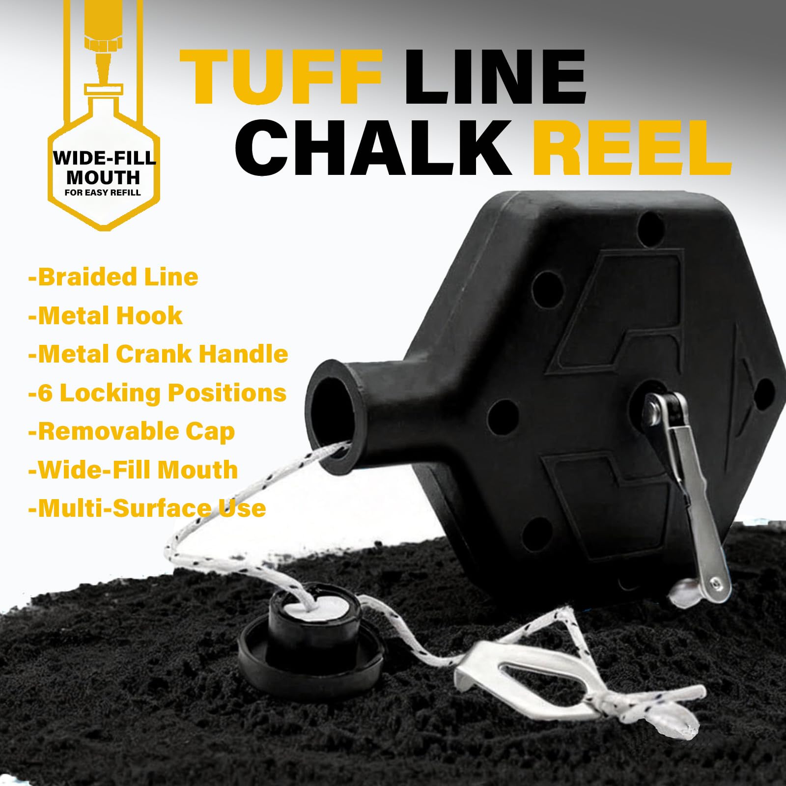 2PCS Heavy Duty Chalk Line, Professional Construction Marking Tool, 100-Foot Line, Ergonomic Design, for Measuring and Layout (Yellow & Black), Chalk Not Included — Amazon image 4
