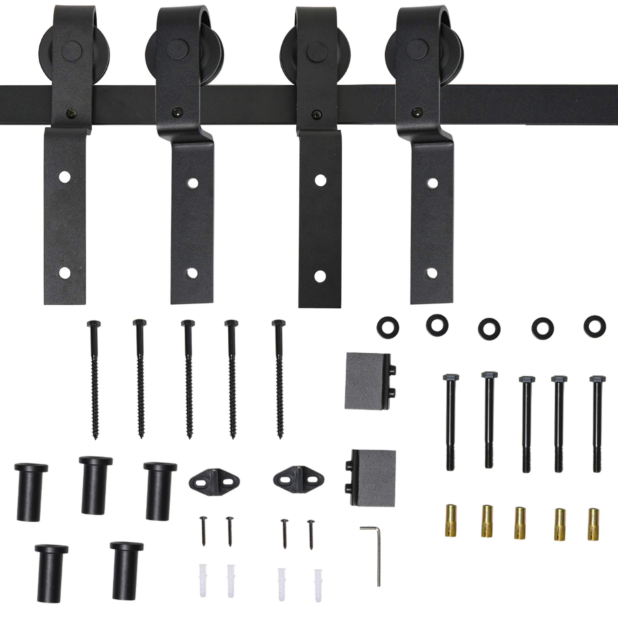 Kit Porta Scorrevole HOMCOM 200cm - Portata 100kg - Stile Rustico Nero - Facile Montaggio - Foto 4