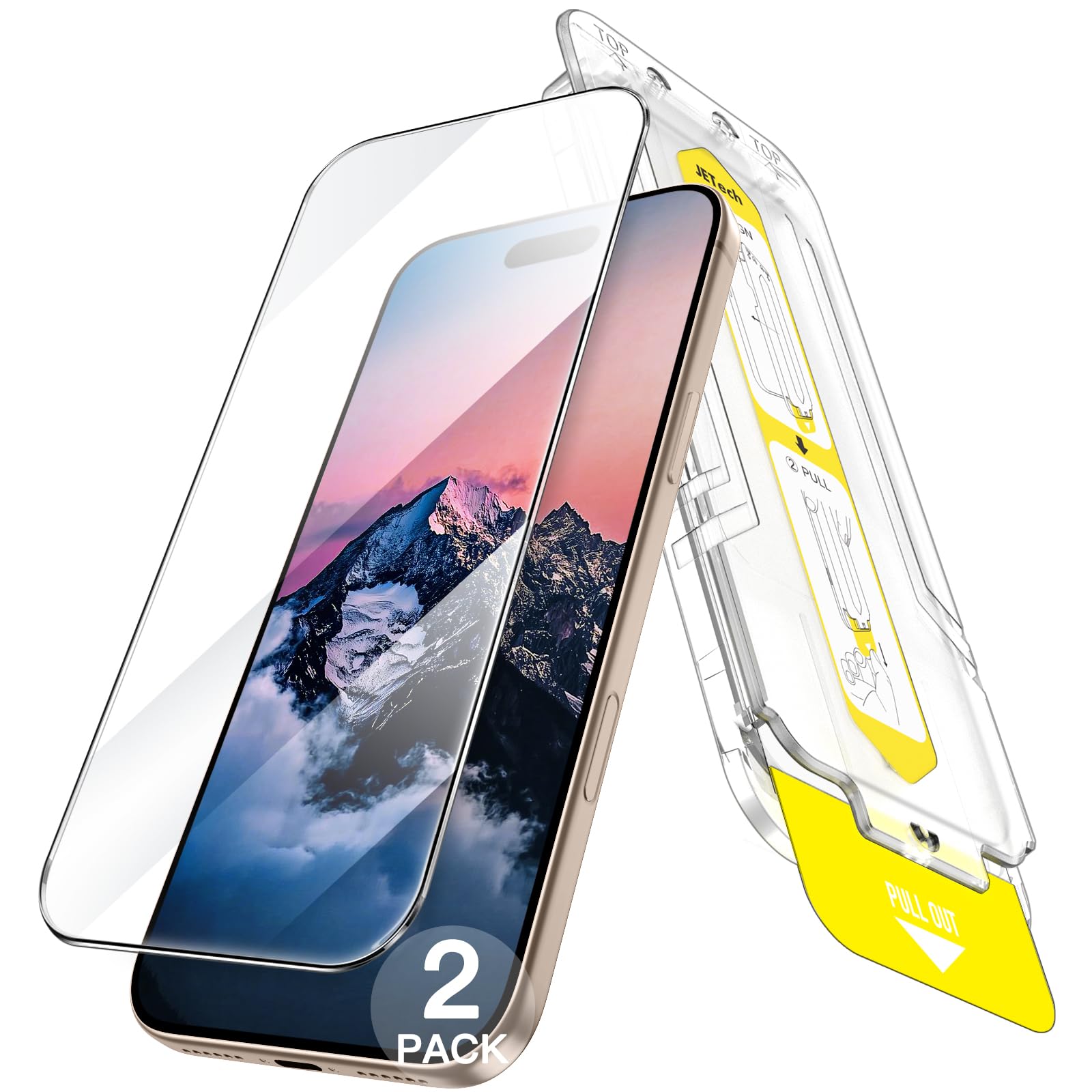 JETech Protector Pantalla para iPhone 16 Pro Max, 2 Unidades | Alineación Automática Instalación, 9H Cristal Vidrio Templado, HD Claro, Protección Anti-Arañazos