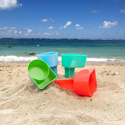 Miniatura 7 de Home Queen Portavasos de playa con bolsillo, soporte multifuncional para bebidas y lentes de sol, accesorio de playa, posavasos de arena, juego de 4