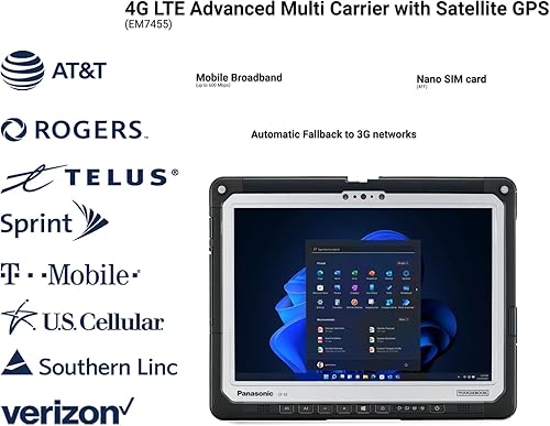 Vista 71 de Panasonic Toughbook 33, CF-33, Intel i5-7300U, 12" QHD Touch+Digitizer, 8GB RAM, 256GB SSD, cámara web, cámara trasera de 8MP, dGPS, 4G LTE, láser