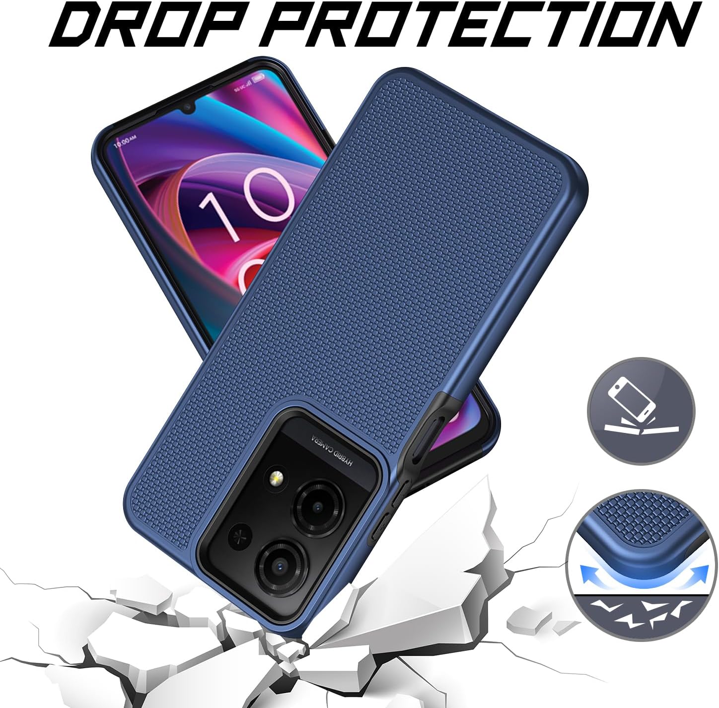 for TCL K32/K33 5G 2025 Case with Tempered Glass Screen Protector,Dual Layer Heavy Duty Shockproof Protection (Blue) image 4
