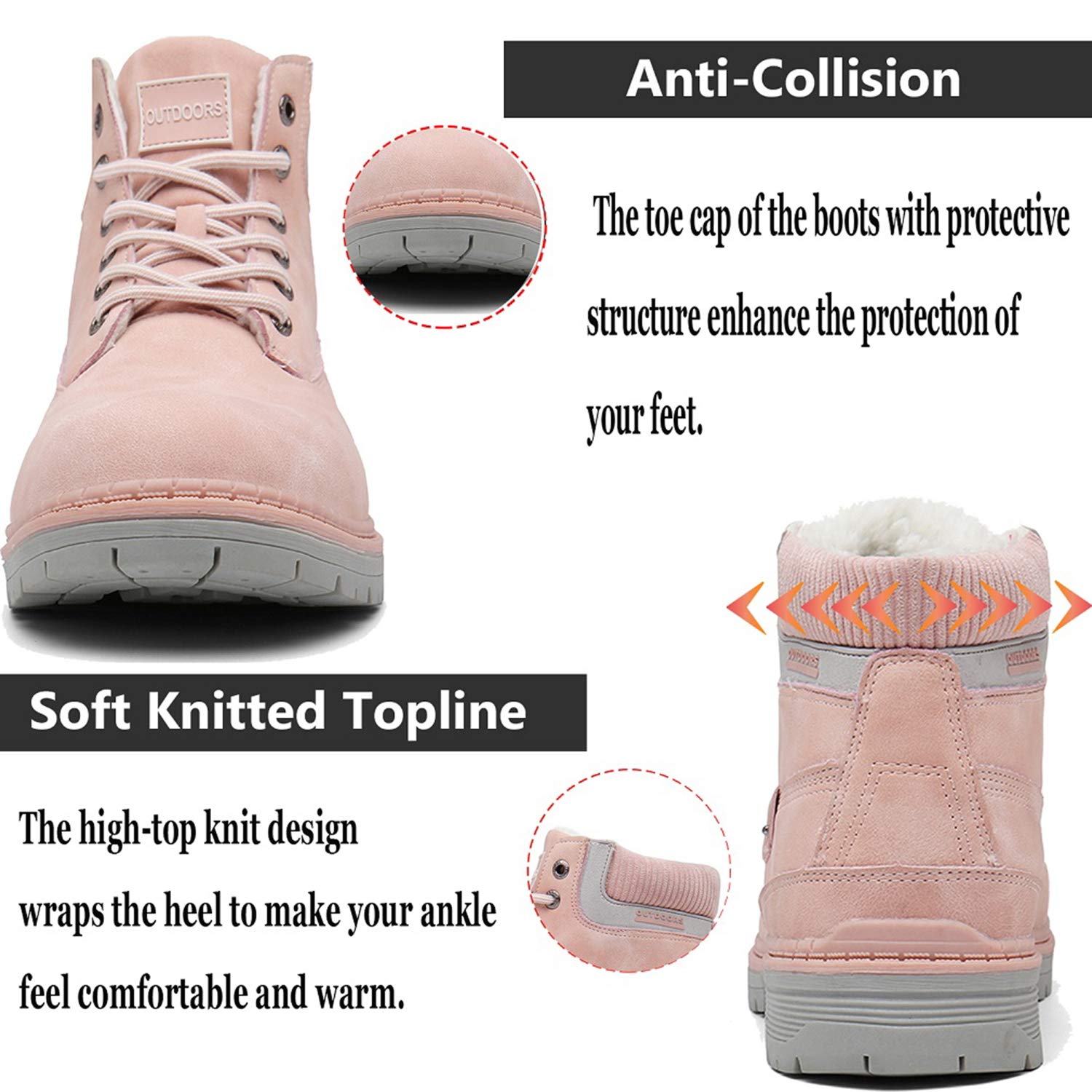 Stivali Uomo Donna Inverno Scarpe da Neve Caldi Snow Boots Impermeabili Stivaletti Pelliccia Stringate Outdoor