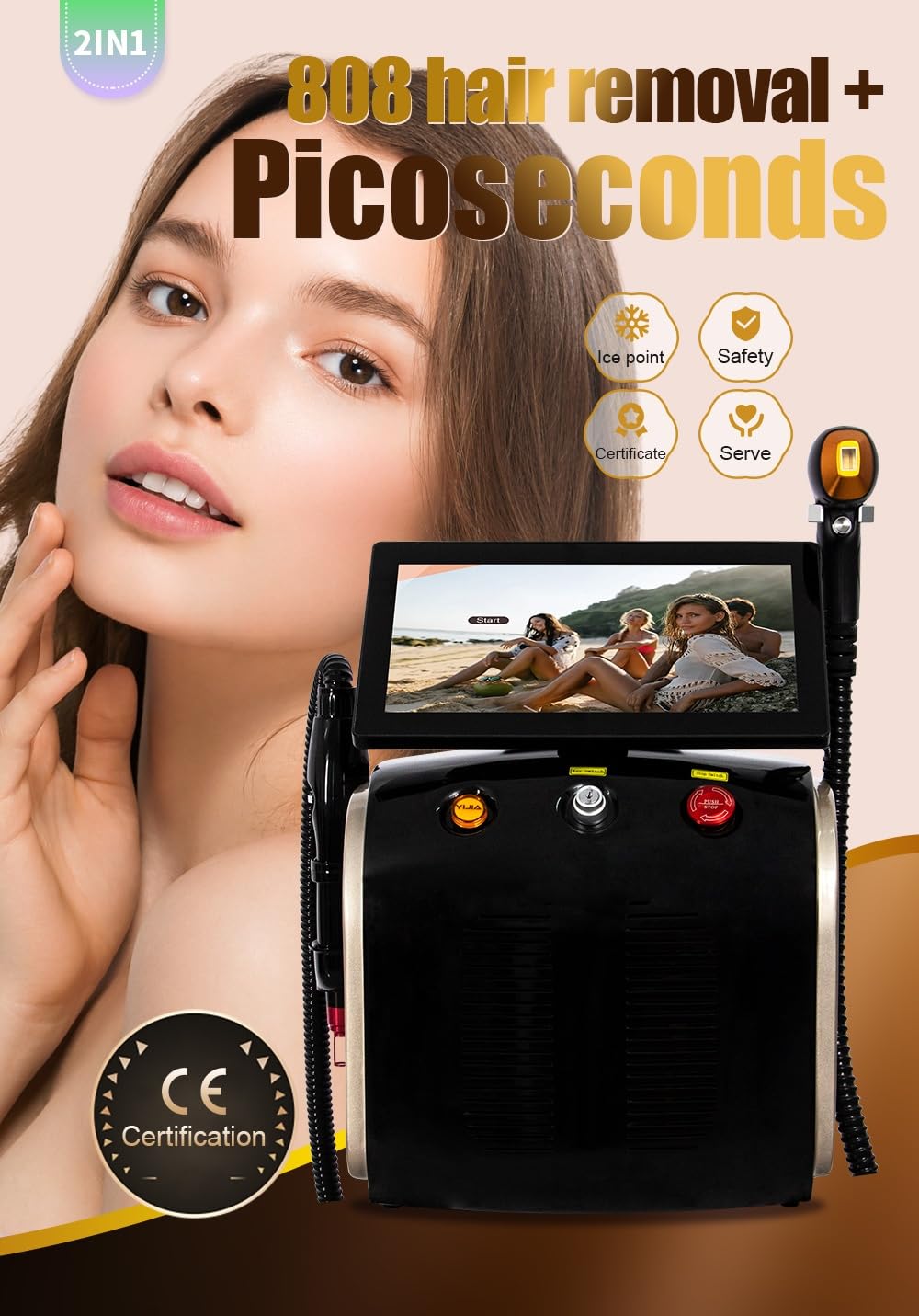 Dispositivo Laser 2 in 1 per Depilazione Viso Corpo | Pensato per la riduzione dei peli su viso e corpo, con sistema di raffreddamento per maggiore comfort.