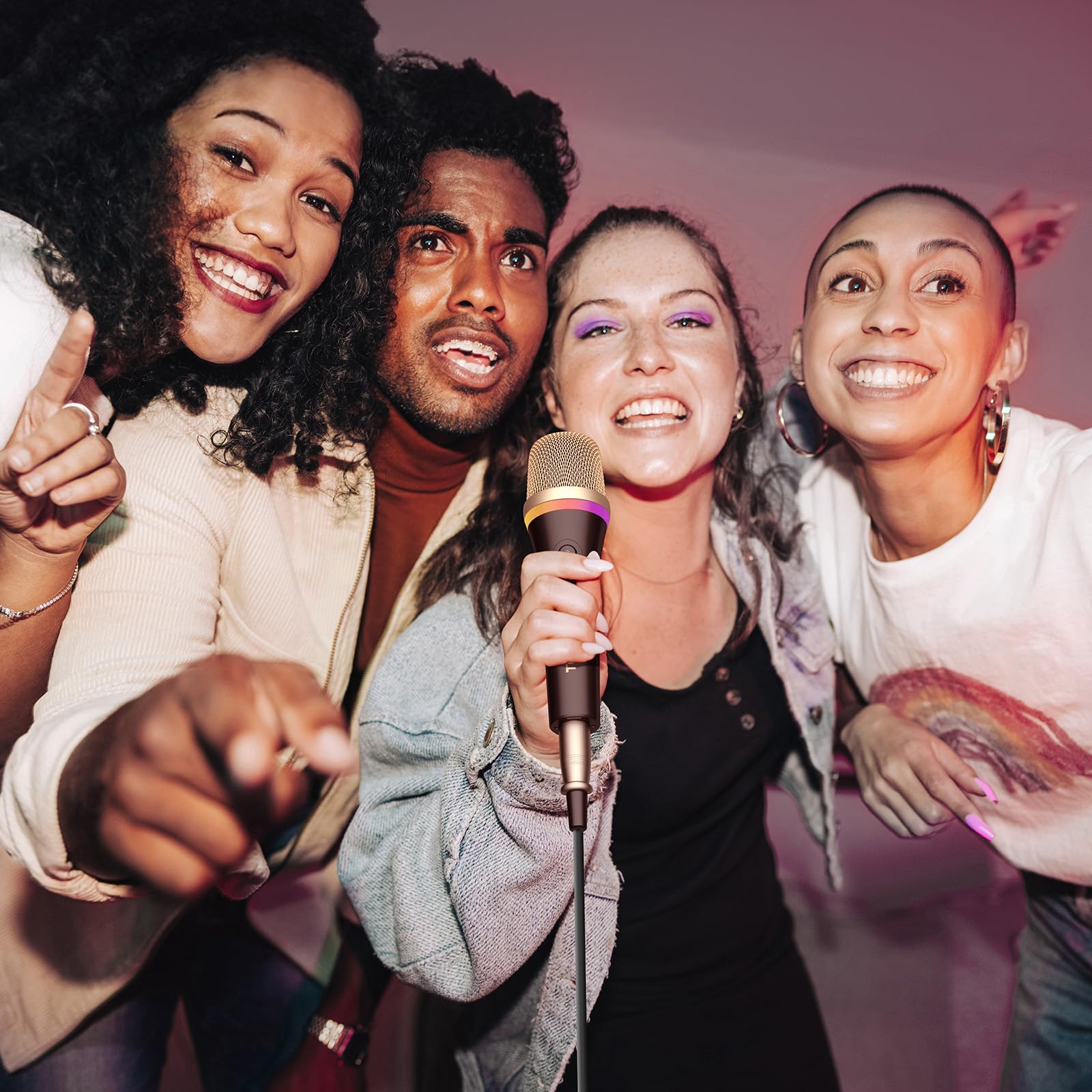 TONOR dynamiczny wokalny mikrofon do karaoke do śpiewania, profesjonalny ręczny przewodowy mikrofon XLR, różowy mikrofon z kablem 5 m, odpowiedni do śpiewu na żywo/sceny/głośników/studio/domu/imprezy