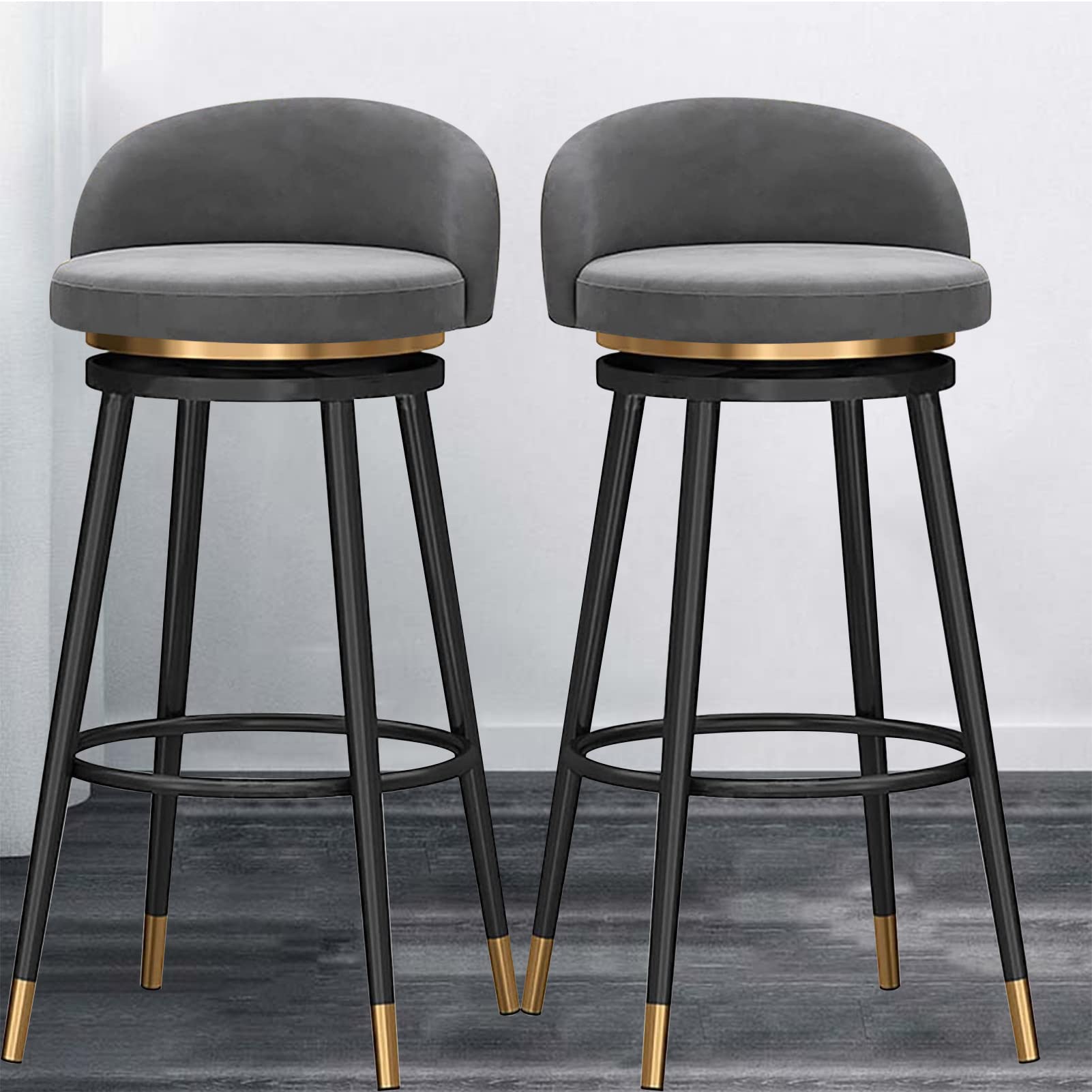 Tabouret de bar avec dossier rotatif et repose-pieds pour cuisine et salon