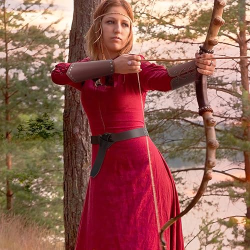 Miniatura 6 de Newcotte 3 piezas de cinturón vikingo medieval de piel sintética protectores de brazos, accesorios de caballero renacentista, accesorios