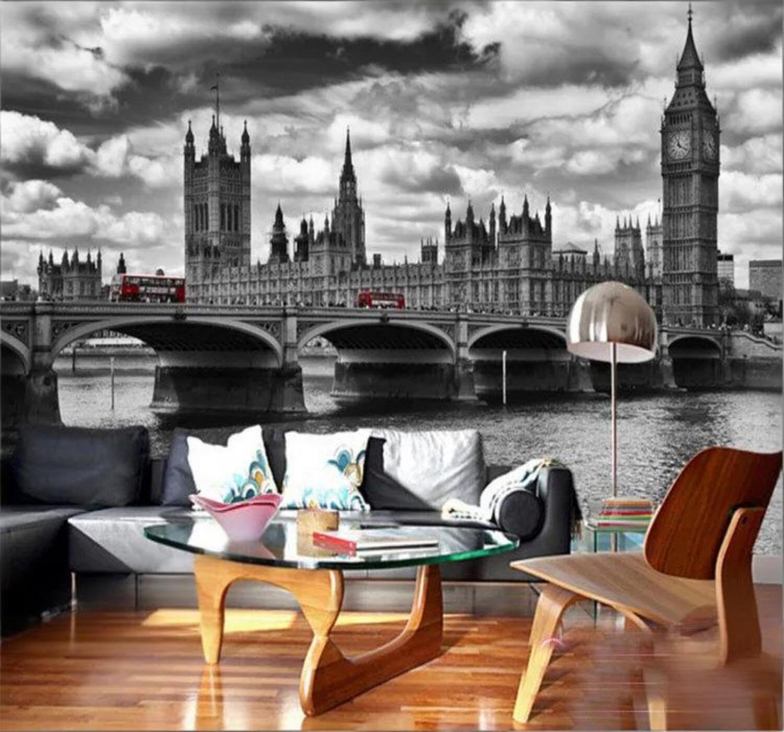 Xlming 250Cm×170Cm(B×H) Large Black And White Bridges Rivers Architecture 3D Wallpaper Luxury Home Dining Decor Paste Sofa Living Room The Wall For Bedroom Mural-250Cm×170Cm