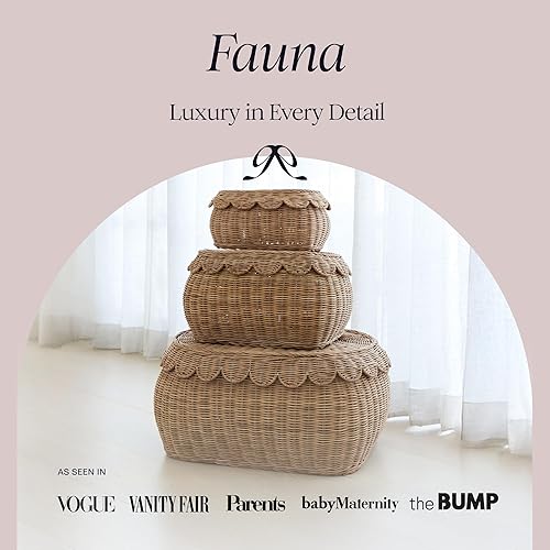 Miniatura 2 de BEBE BASK Juego de 3 cestas festoneadas grandes, tejidas a mano y galardonadas, tamaño XL, para mantas de 22 x 16 x 10 pulgadas, elegante mimbre con