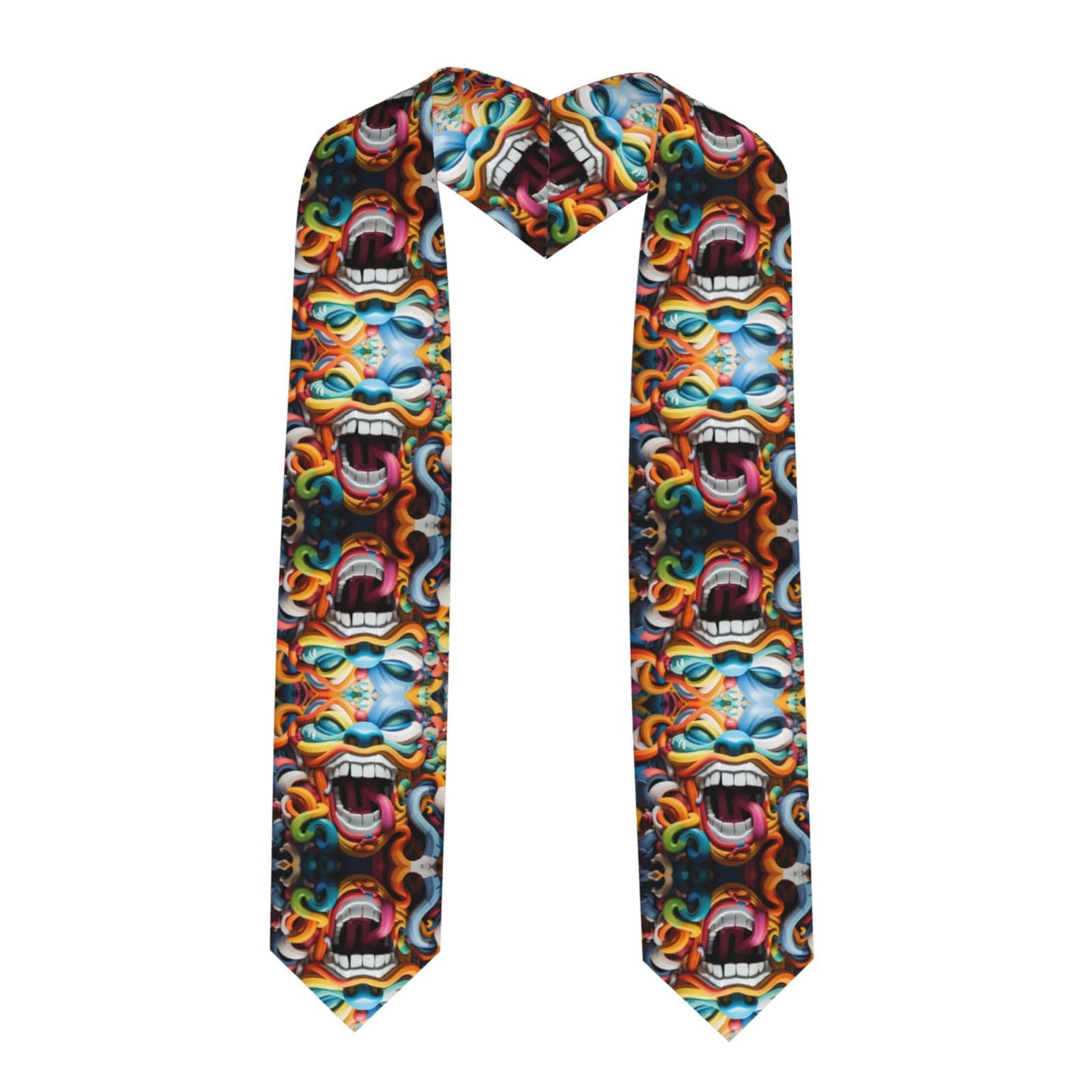WBQLSL Art Graffiti Clown Graduation shawl and ribbon suitable for graduation ceremony or church ceremony