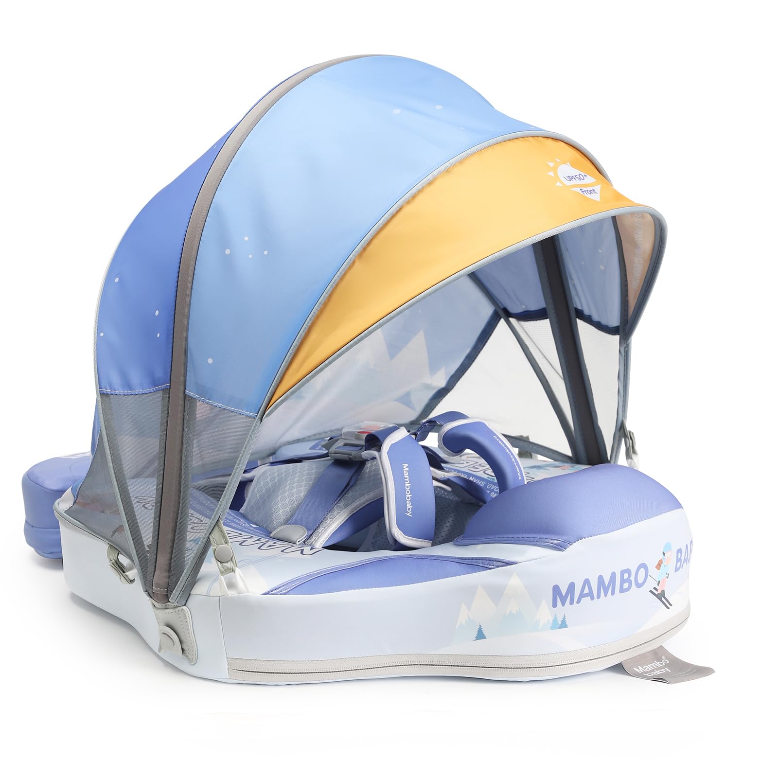 2024 Newest Mambobaby Baby Pool Float with Canopy & Tail Mambobaby Baby Swim Float Non-Inflatable Solid Baby Float Upgrade Soft Waterproof Skin-Friendly Material Infant Swim Float