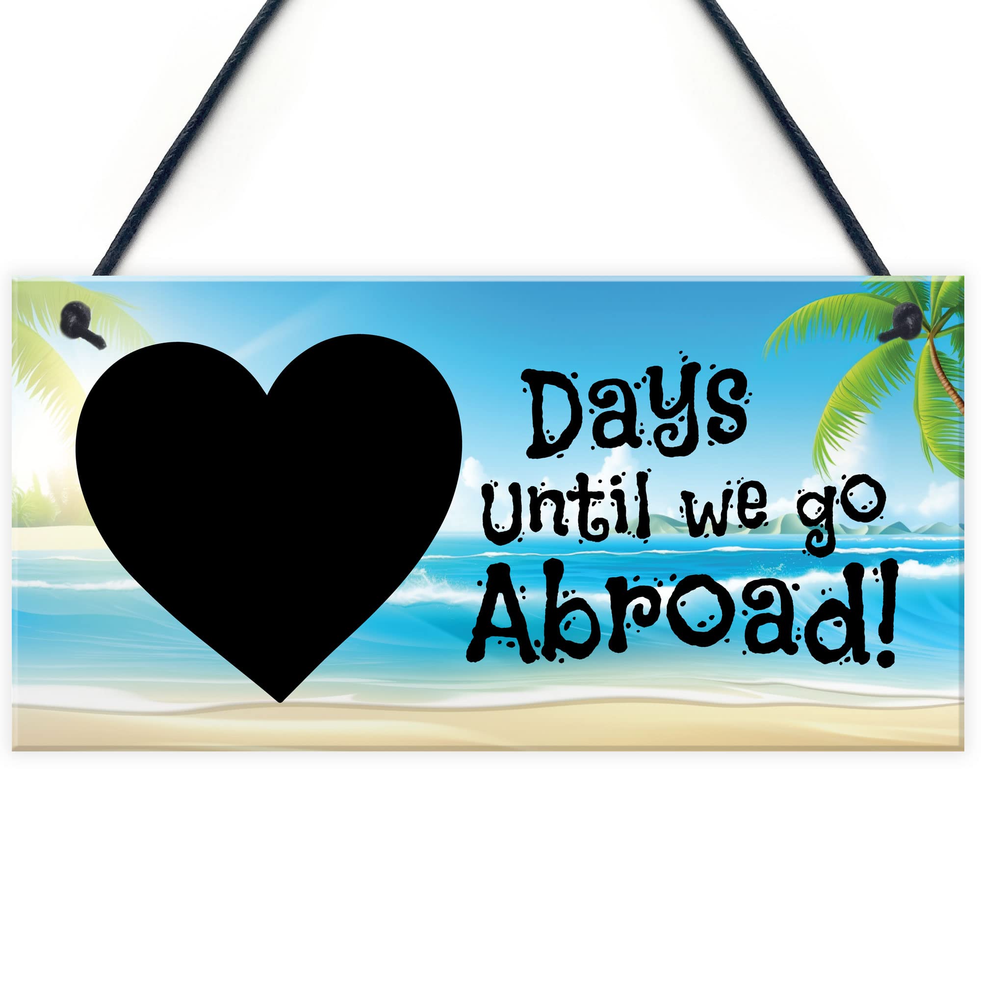 Red Ocean Holiday Countdown Hanging Plaque - Days Until We Go Abroad - Novelty Hanging Count Down To Holiday Signs - Travel Esssentials - Holiday Gifts For Family