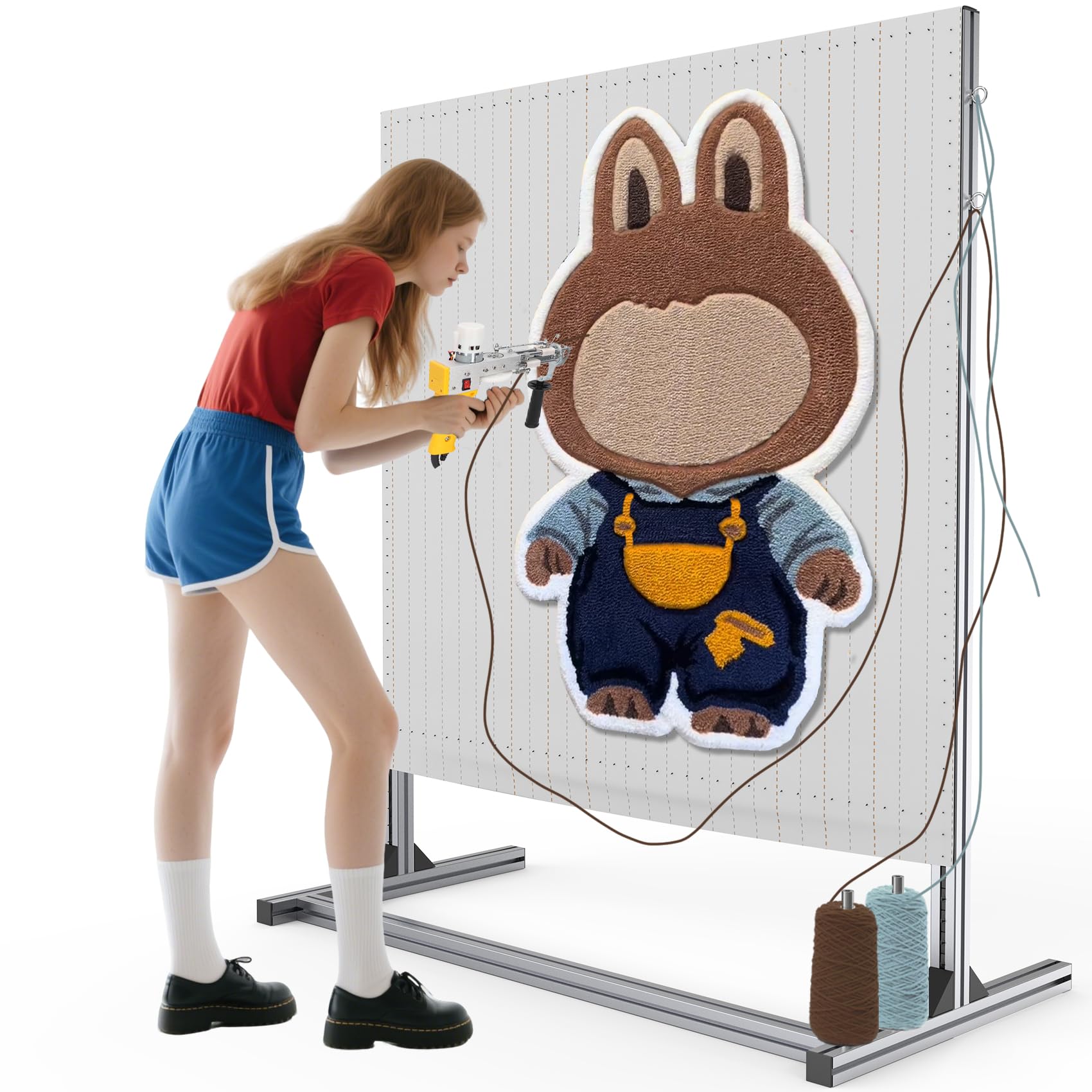 NODOCA Telaio Tufting da 135 cm, con 170 punte, telaio in alluminio e metallo per la produzione di tappeti, supporto in tessuto per principianti