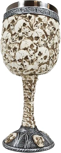 Miniatura 6 de Ebros Gift Osario del cementerio del Día de los Muertos, calaveras morphing apiladas y huesos de la columna vertebral, cáliz de copa de vino, 5