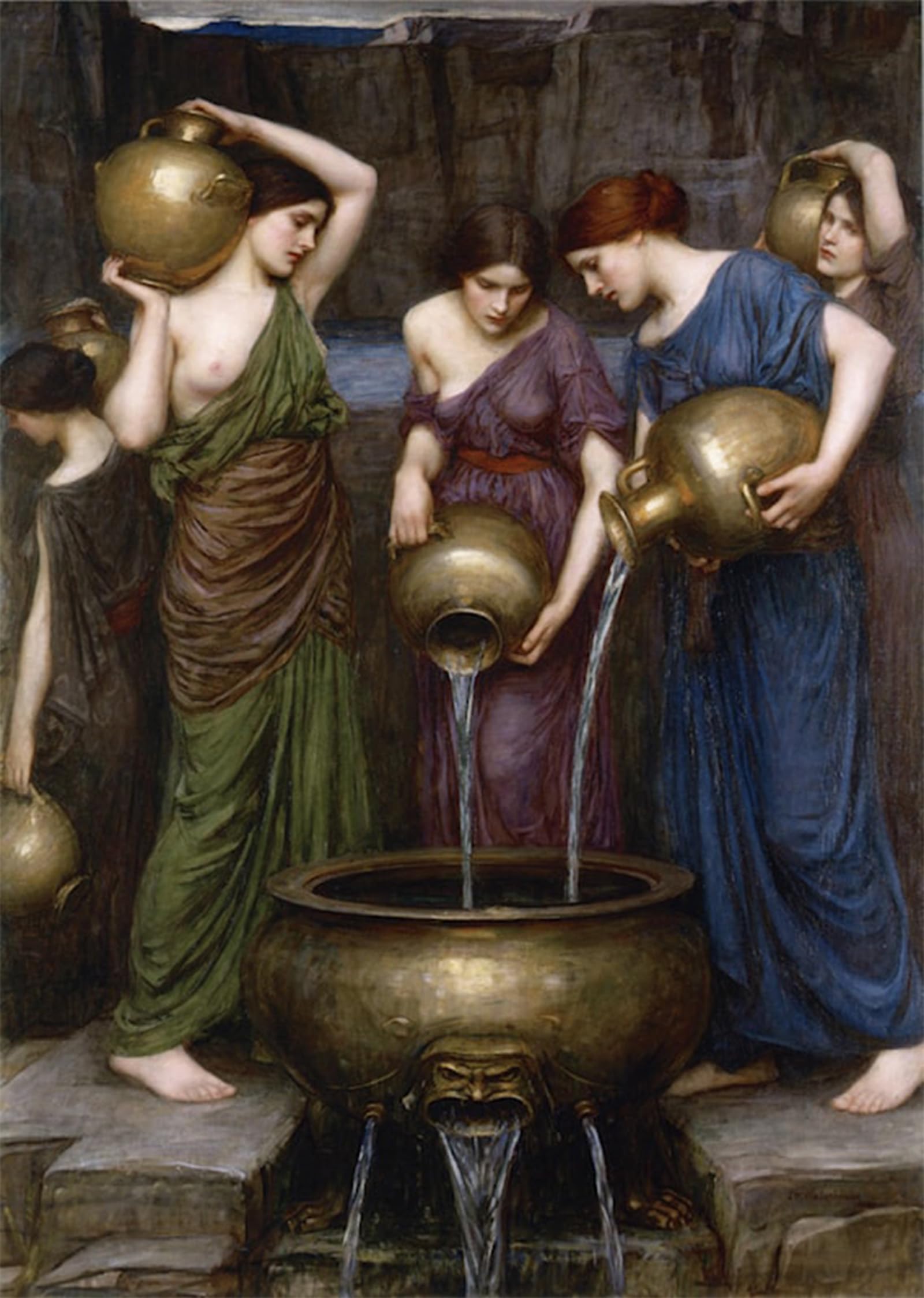 ARTXLXXBN Famous Painting Canvas Artwork Graffiti Print the Danaides by John William Waterhouse Portrait Canvas Image for Home Decor 60x90cm