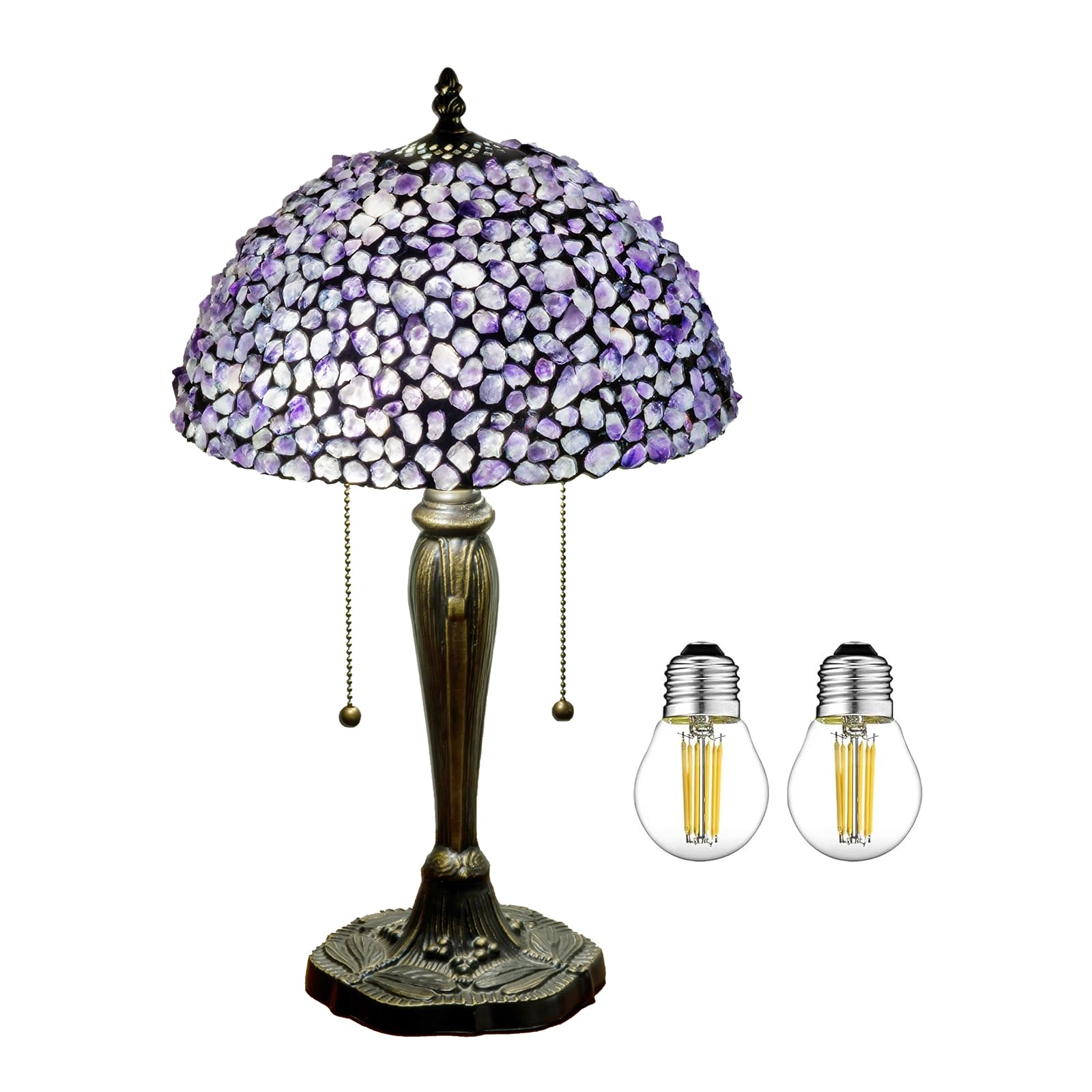 Tiffany lamp Agate Amber Stained Glass Table Lamp 12X12X19 Inches Antique Vintage Tiffany Style Lamp for Bedroom Living Room Office,Luxury Bedside Night Light