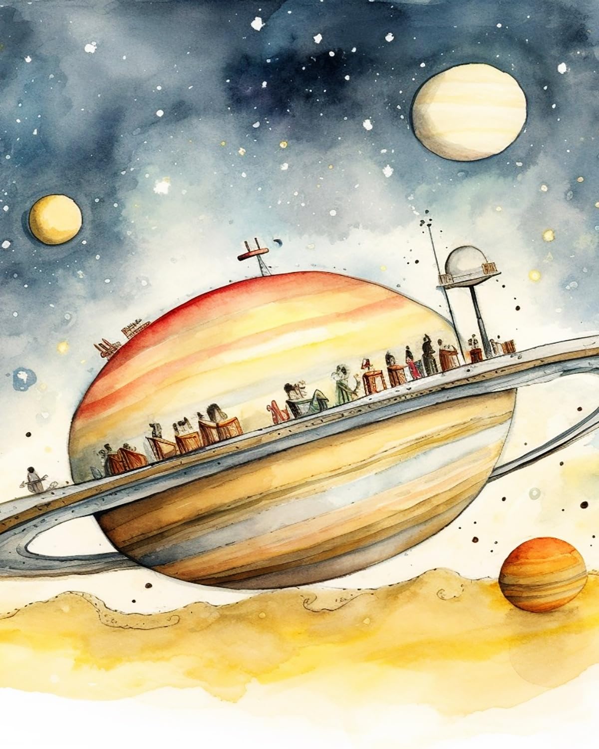 Liubaishi Multicolour Paint By Numbers For Adults, Diy Acrylic Painting Kit On Canvas, Interstellar Sightseeing Train Theme, 40X50 Cm