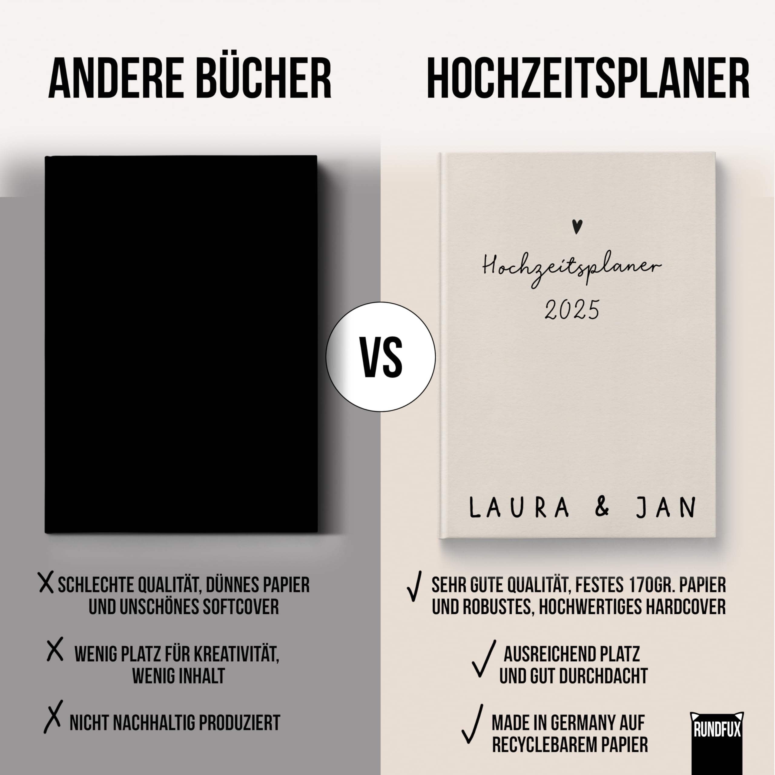 XXL Wedding Planner (JA-Design Gold) - Hochzeitsplaner extra Groß DIN A4 - Boho mit oder ohne Personalisierung 02