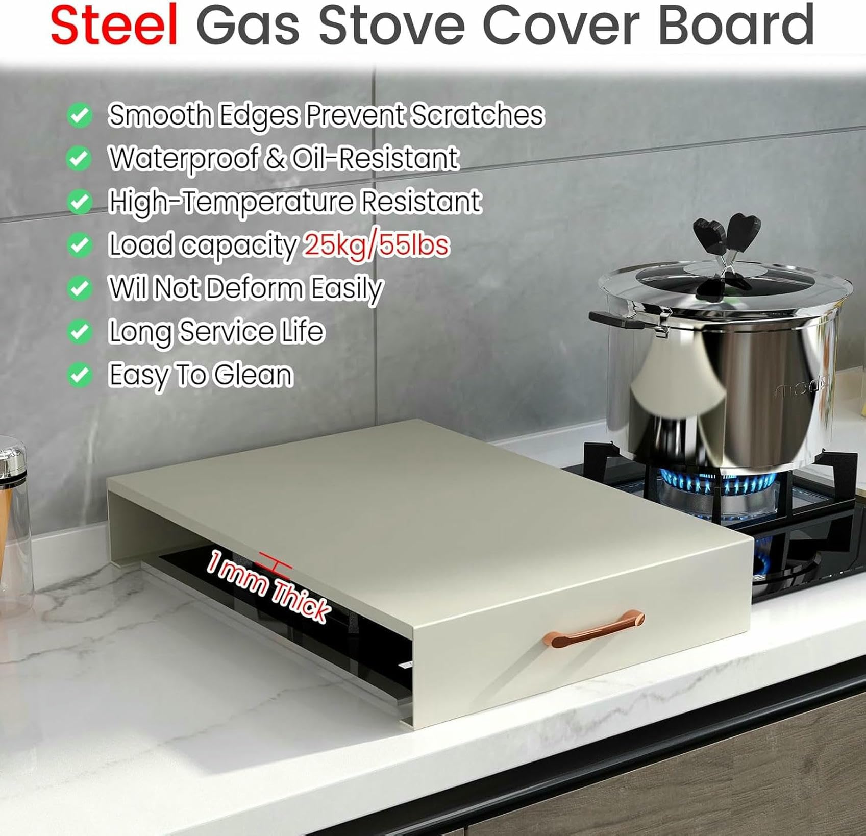 Copertura per fornello a Gas Noodle Board per Camper, Copertura Bianca per più fornelli con Maniglie, Copertura Protettiva per Stufa a Gas da Cucina per Nascondere i bruciatori~/